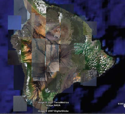 hawai adasının uydudan çekilmiş görüntüsü
